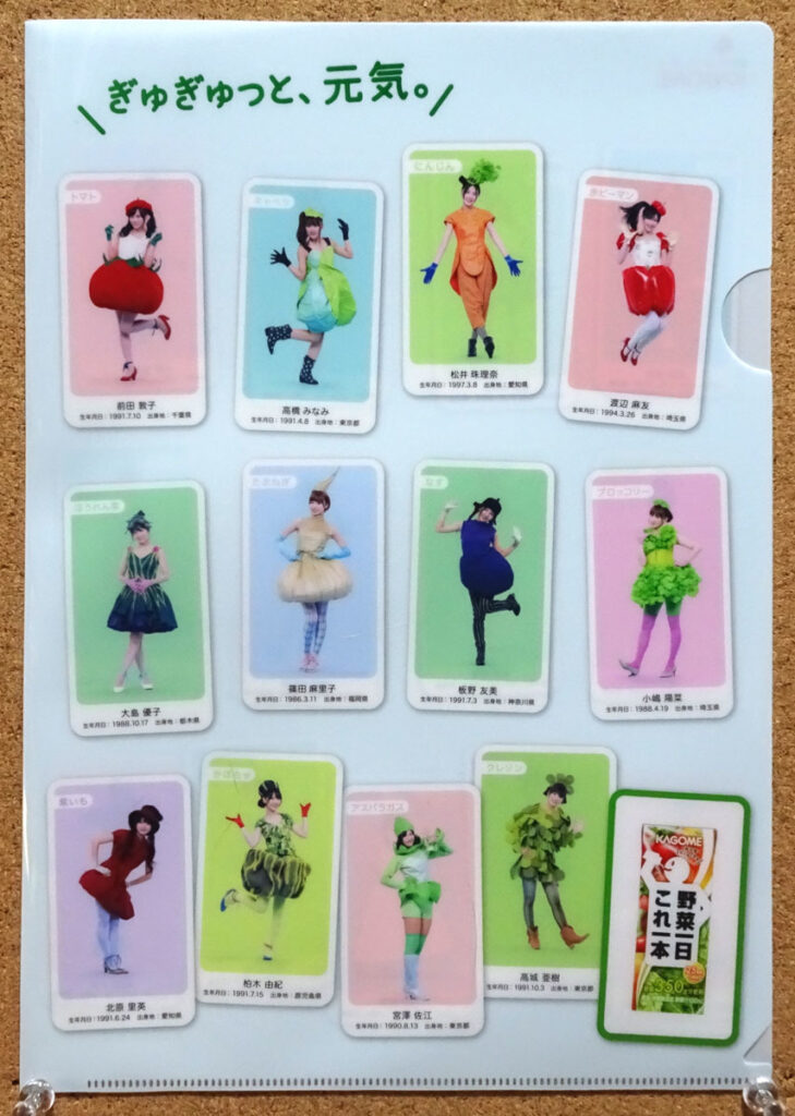 カゴメ 野菜一日これ一本 ぎゅぎゅっと元気キャンペーン AKB48 野菜シスターズ クリアファイル 全員