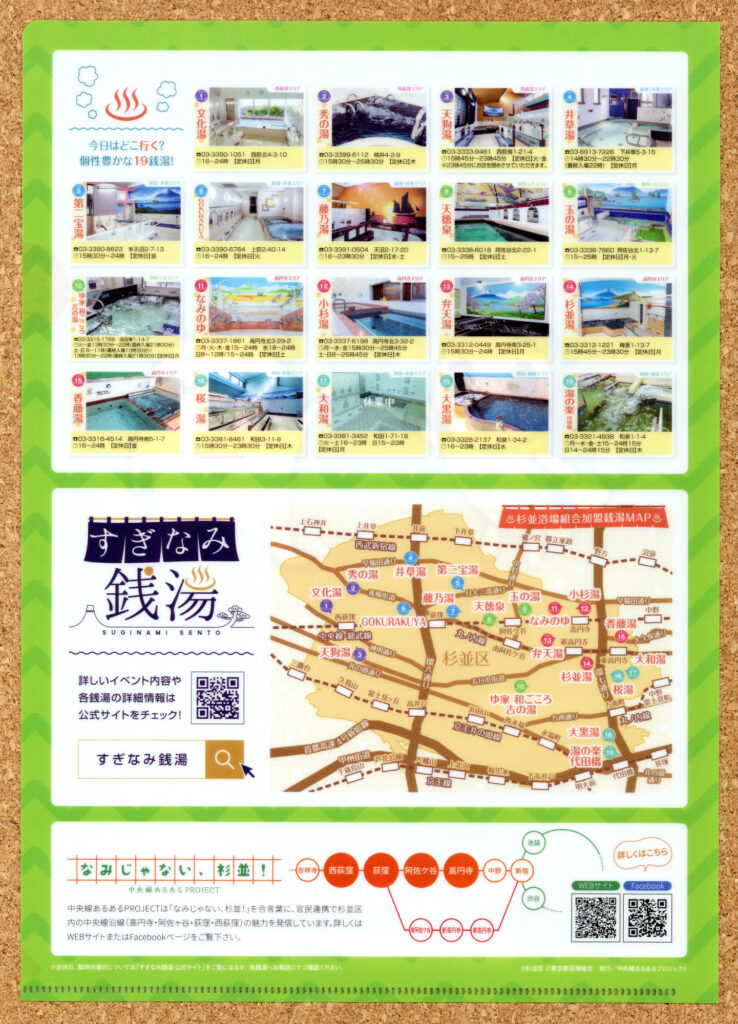 すぎなみ銭湯さんぽ3 ゆっぽくん なみすけ ナミー なみじゃない、杉並 クリアファイル