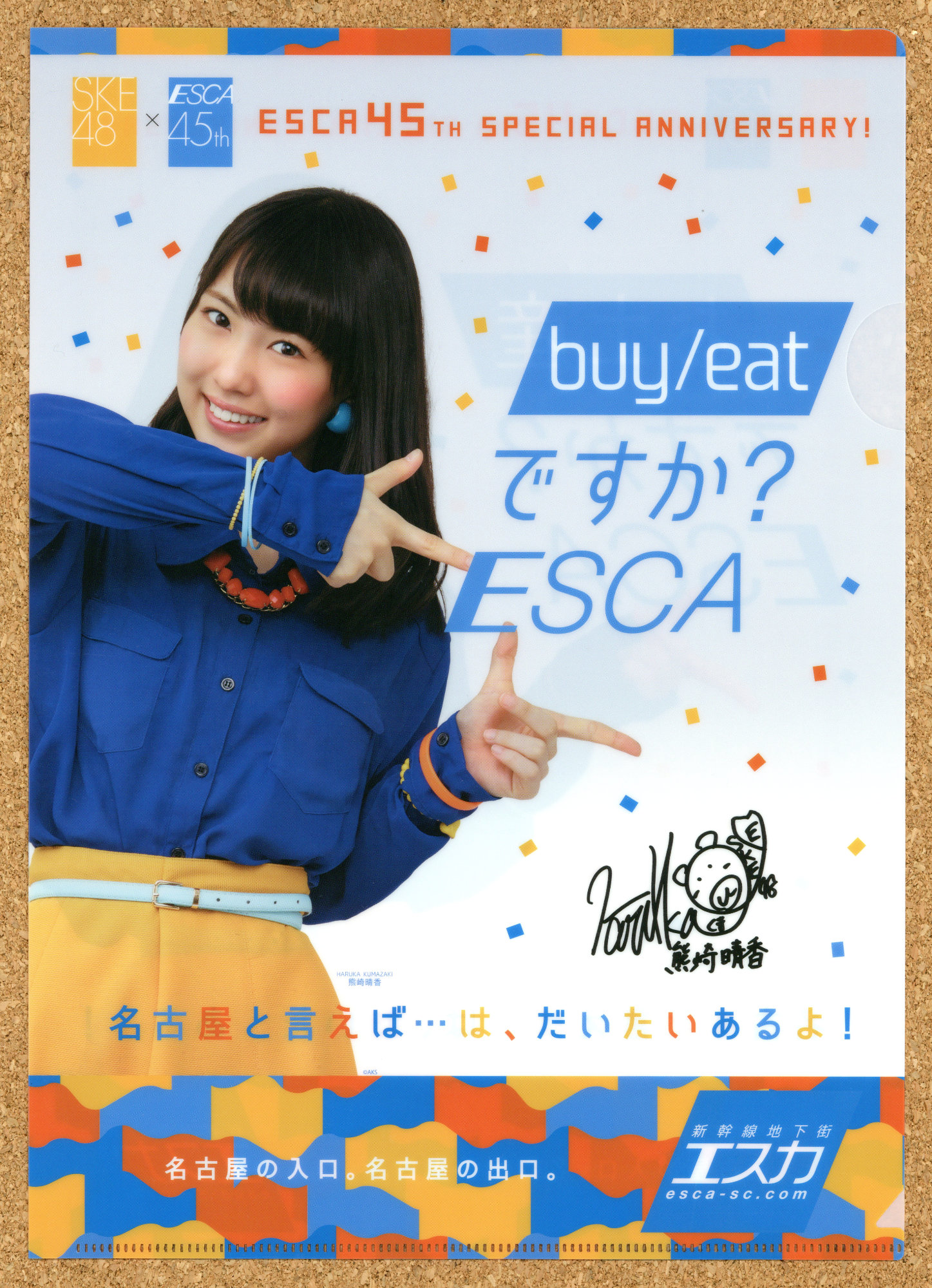 新幹線地下街エスカ45周年 イベント ESCA 抽選会景品 名古屋 SKE48 オリジナルクリアファイル 北川綾巴 熊崎晴香 須田亜香里 古畑奈和 松井珠理奈 東李苑 後藤楽々