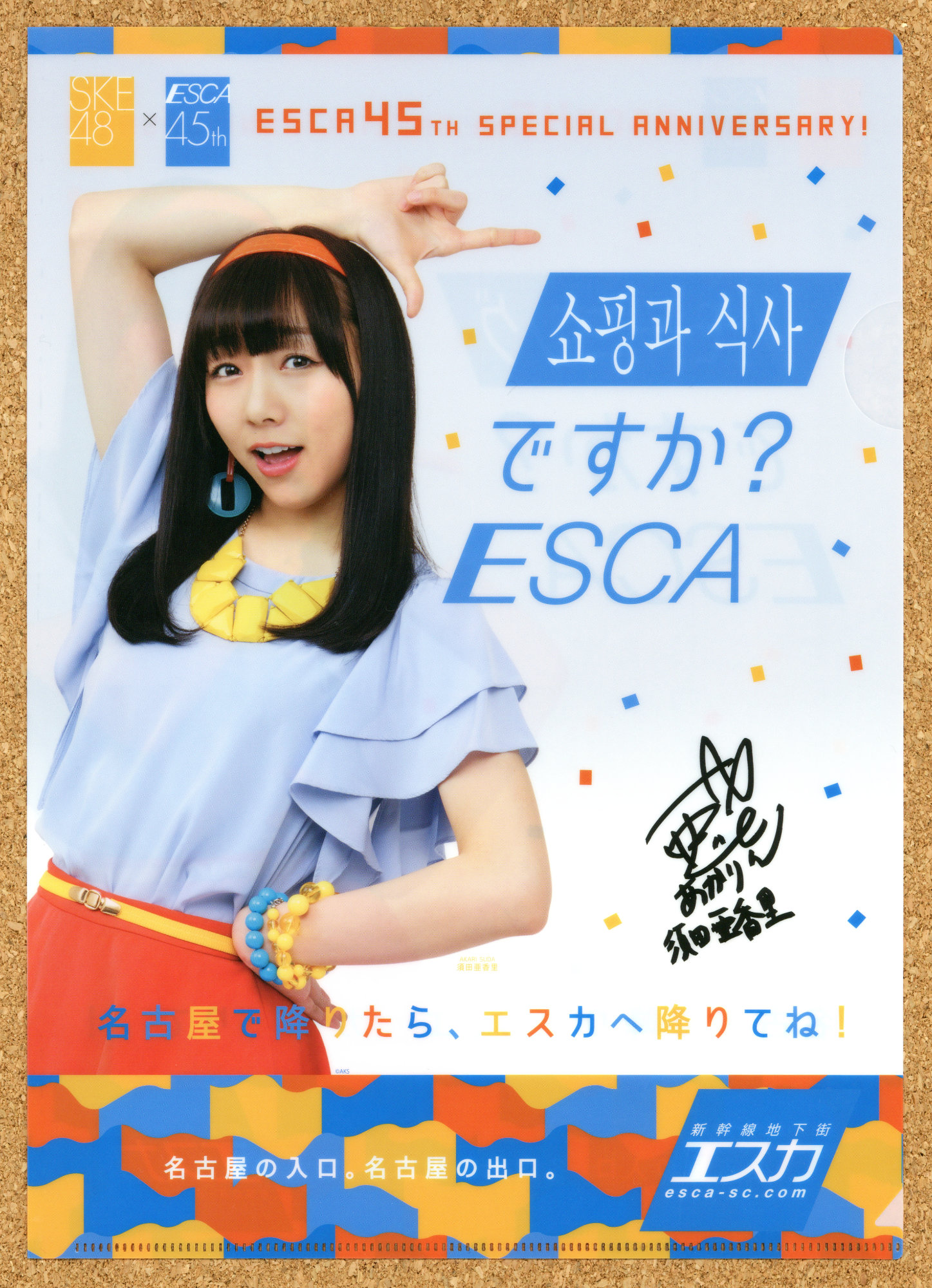 新幹線地下街エスカ45周年 イベント ESCA 抽選会景品 名古屋 SKE48 オリジナルクリアファイル 北川綾巴 熊崎晴香 須田亜香里 古畑奈和 松井珠理奈 東李苑 後藤楽々